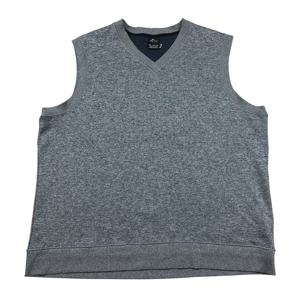 Nike Dri-FIT Mens XXL Grey Heathered V-Neck Golf Sweater Vest Performance Preppy